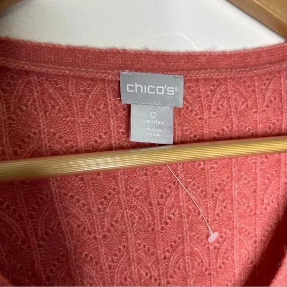 Chico's 0 V Neck Coral Sweater Size Small - Picture 3 of 7